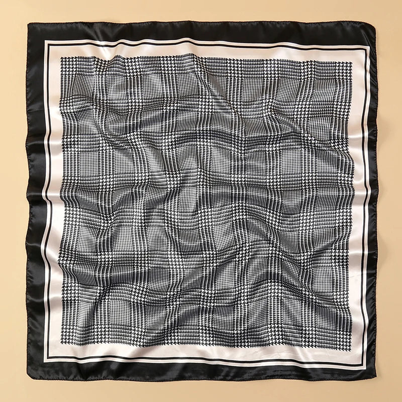 90x90CM Square Scarf New Luxury Design Popular Silk Style The Four Seasons Scarves Women Sunscreen Beach Kerchief Hijab