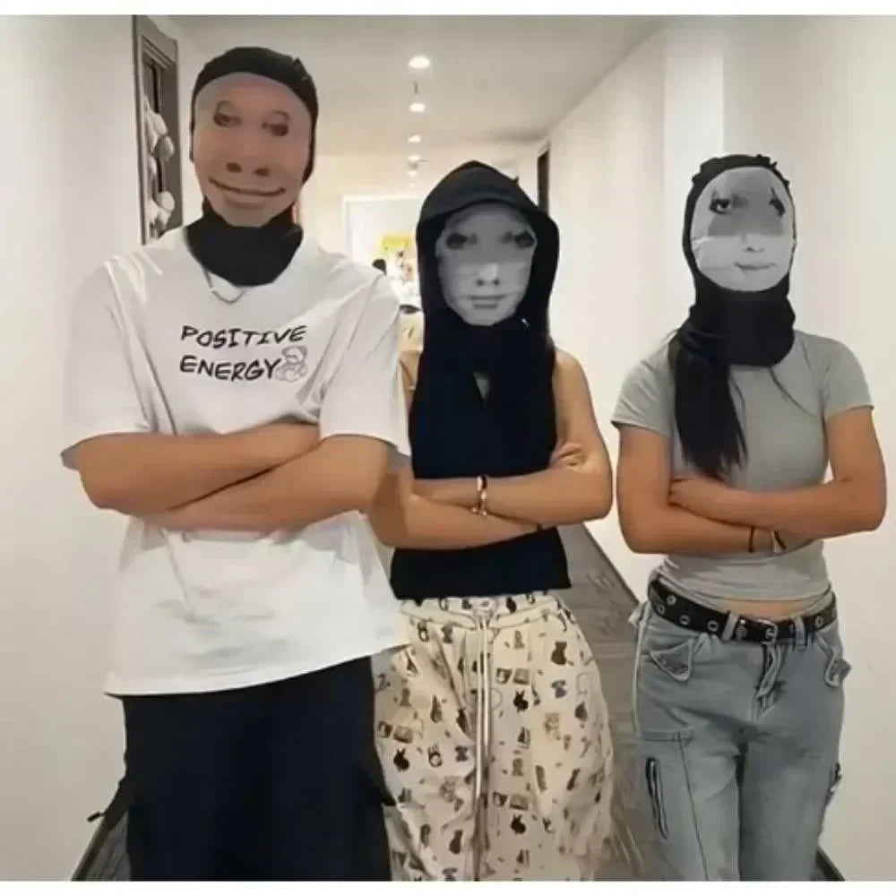 3D Seamless Mask Funny Face Printed Head Scarf Famous Person Ice Silk Sunscreen Head Mask Halloween Cosplay