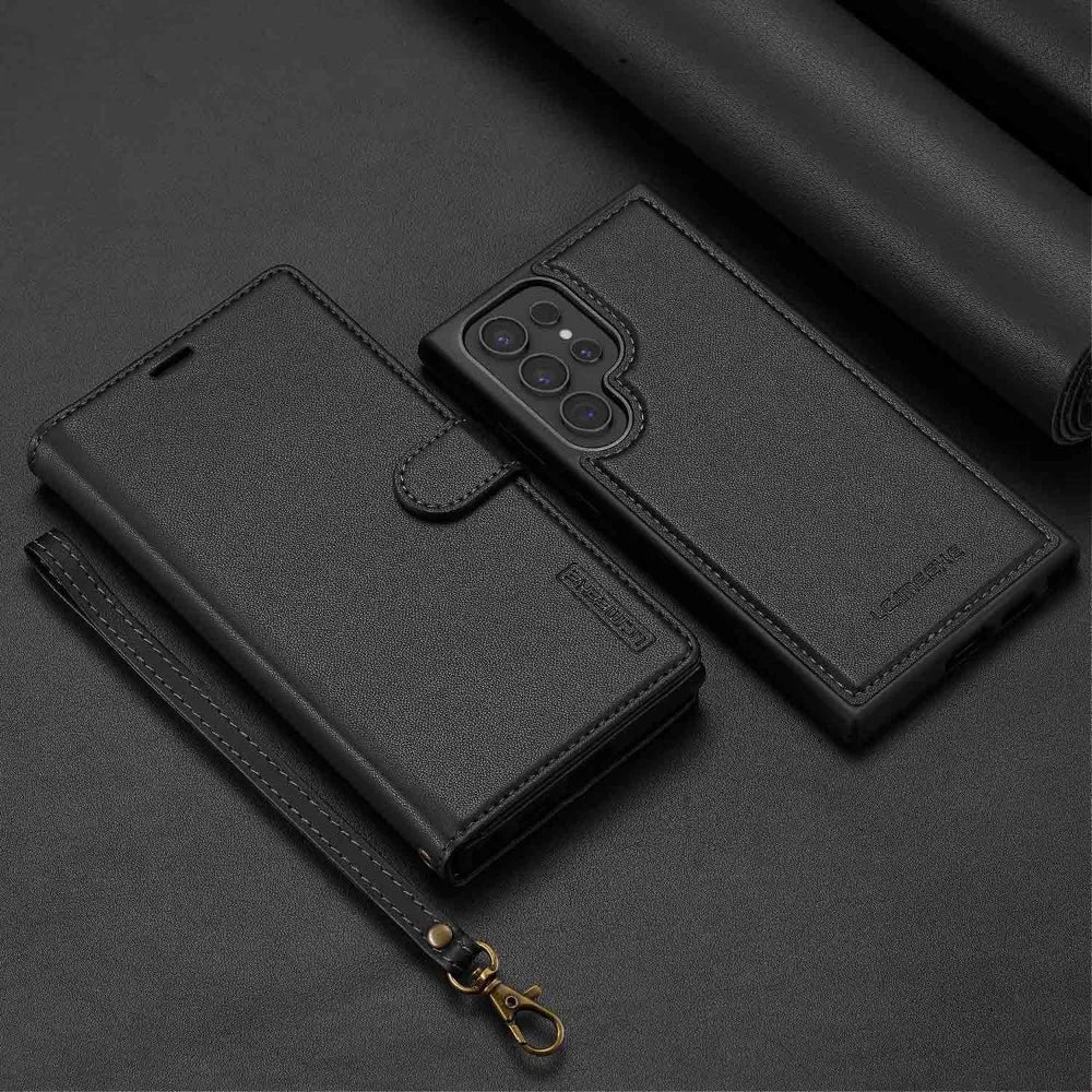 Detachable Wallet Case For Samsung Galaxy S25 Ultra S24 FE S23 + Plus Card Holder Kickstand Shockproof Wrist Strap Flip Cover