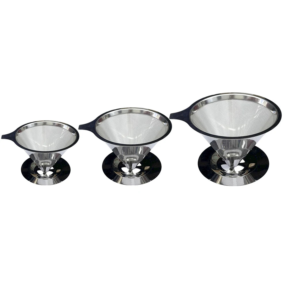 Cone Coffee Filter Screen 304 Stainless Steel Double-layer Espresso Tea Strainer Reusable Coffeeware Kitchen Gadgets