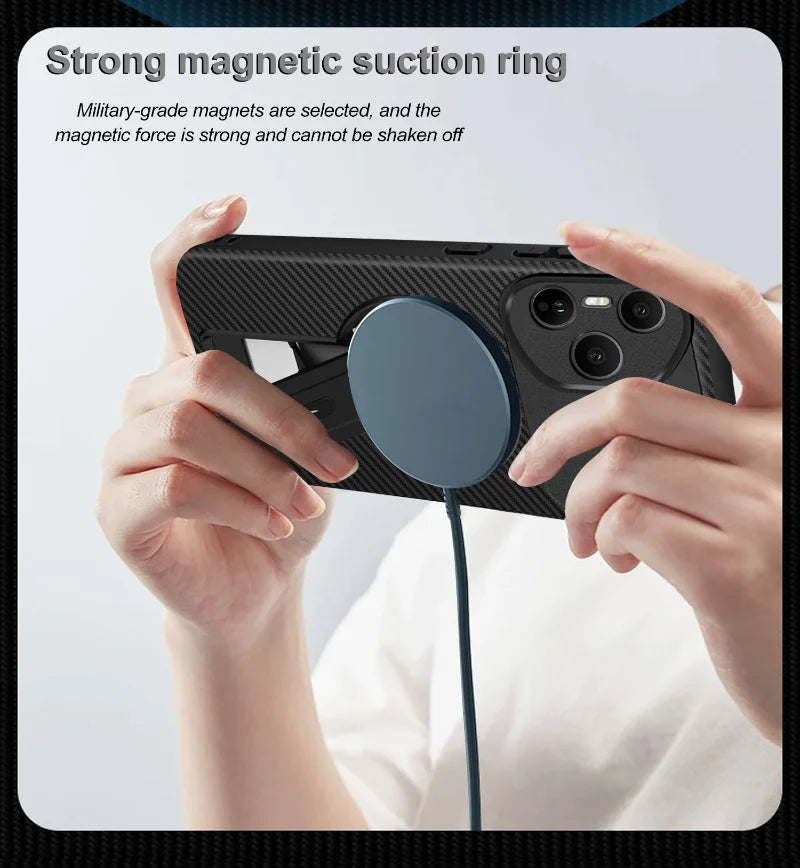 For Magsafe Wireless Charging Hidden Bracket Shockproof Phone Case For Honor 400 Pro X9C X6C X60 Pro Magic 7 Lite Back Cover