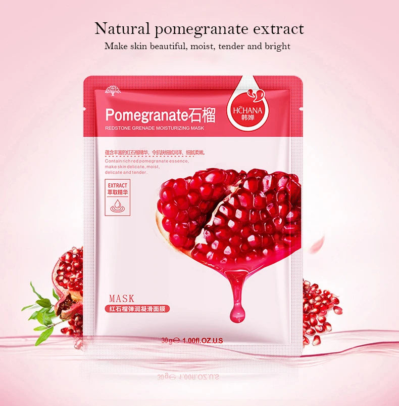 10pcs Natural Plant Facial Mask Moisturizing Oil Control Anti-Aging Fruit Aloe Korean Sheet Face Mask Beauty Skin Care Prodcuts