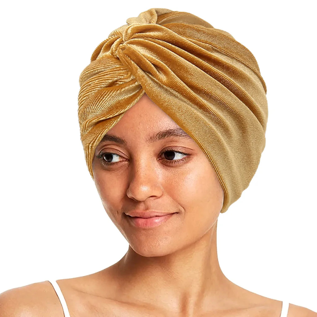 New Women Velvet Turban Hat Muslim Twist Solid Color Hijab Chemo Cap Head Wrap Headscarf Beanies Bonnet Headscarf Turbante Mujer
