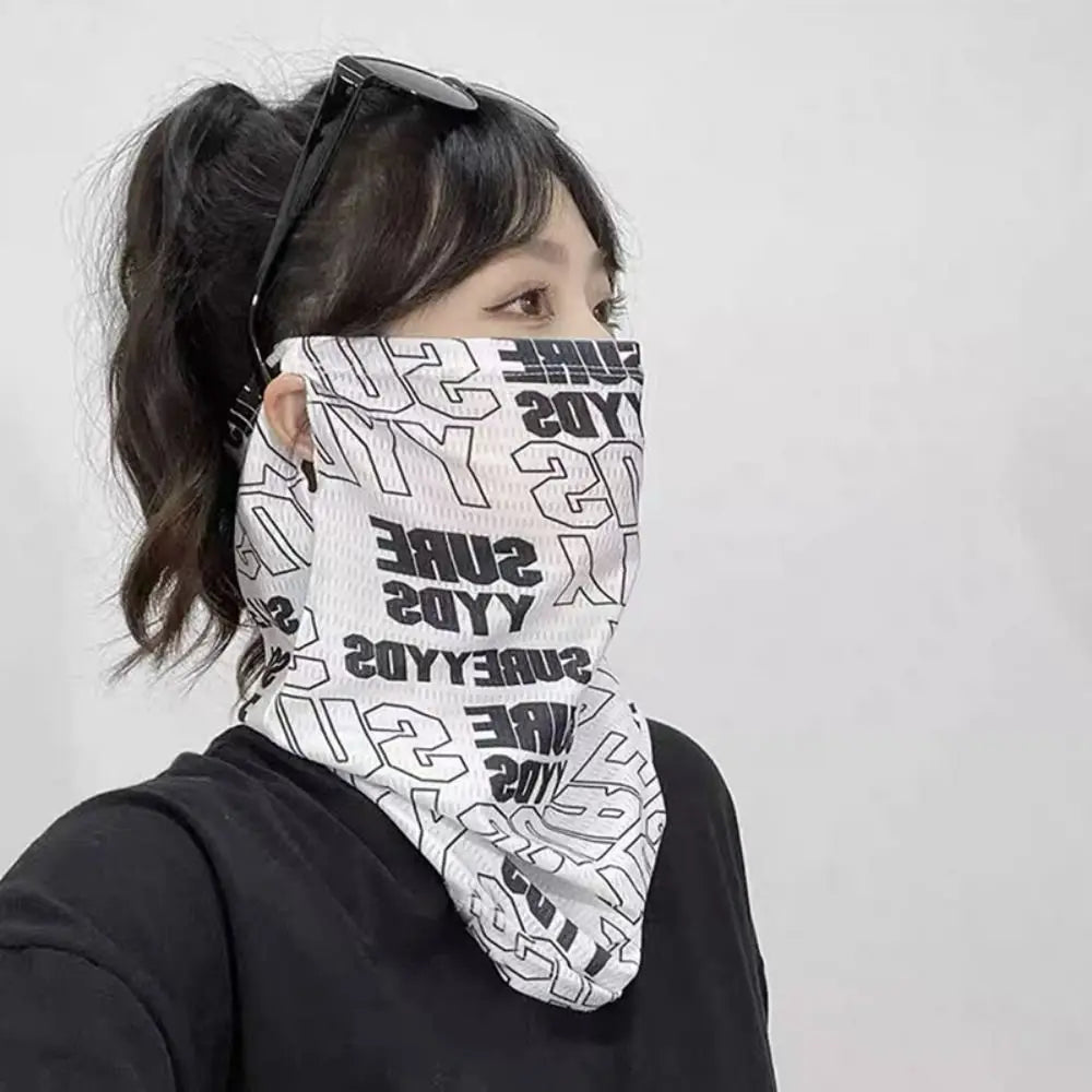 Anti-UV Sunscreen Face Mask Thin Sleeves Breathable Half Face Cover Summer Ice Silk Sunscreen Sleeves Cycling Bike Motorcycle