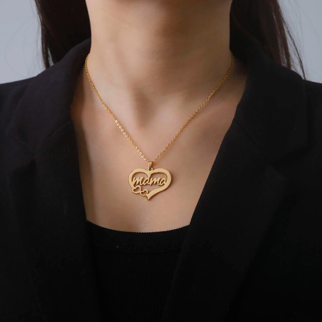 Skyrim Mother's Day Mama Letter Pendant Stainless Steel Necklace for Women Gifts love Pendant Neck Chain Exquisite Jewelry Gift