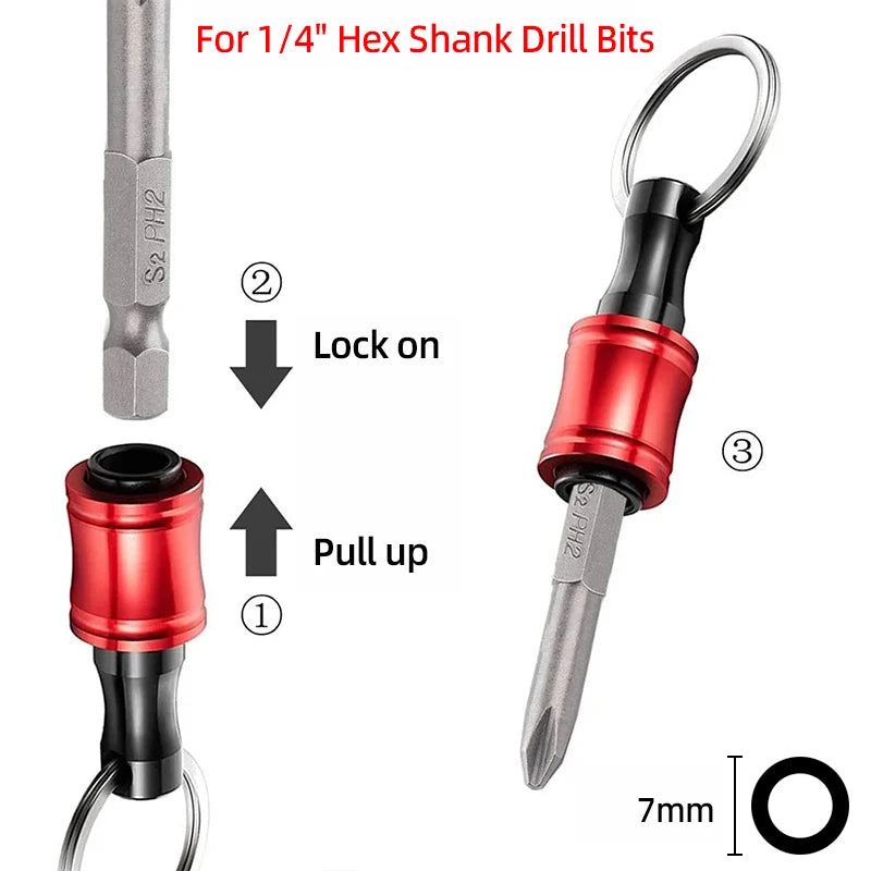 Screwdriver Bit Holder 1/4 Inch Hex Shank Extension Bar Quick Change Aluminum Alloy Keychains Drill Screw Adapter Hand Tools