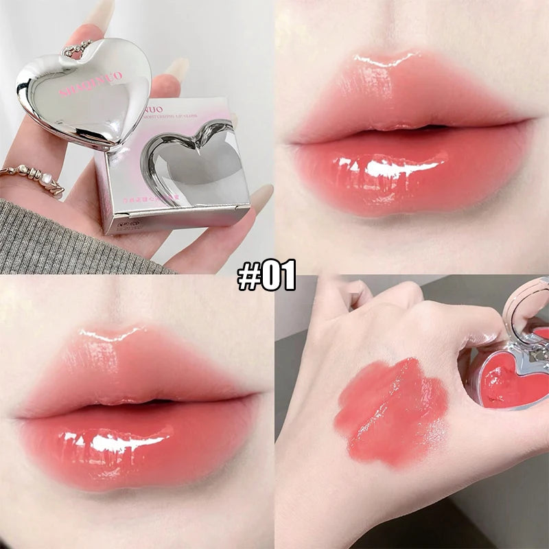 Heart-shaped Mirror Water Light Lipstick Guava Pink Lasting Shiny Moisturizing Lip Gloss Natural Skin-Brightening Lip Makeup