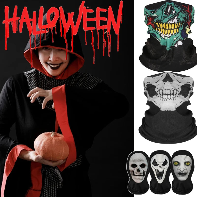Halloween Horror Skull Face Masks 3D Printing Skull Pattern Elastic Mesh Full Face Mask Party Cosplay Props Balaclava