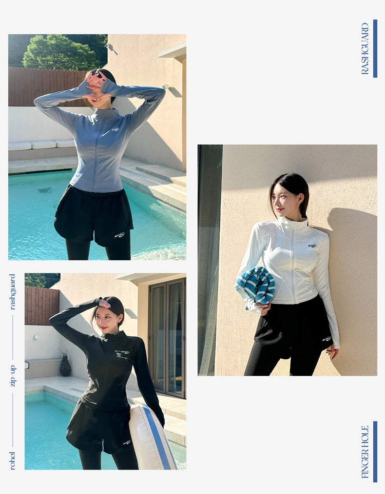 2026 New Women's Wetsuit Two-Piece Long Sleeve Long Pants Swimming Suit Diving Suit Warm Sunscreen Sports Style Separate Briefs