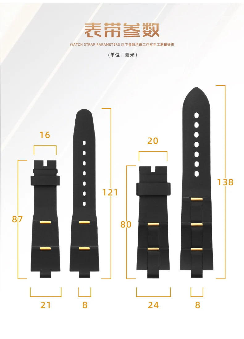 Rubber Watch Strap For Bulgari with Convex Interface Men's and Women's Soft and Comfortable Watch Accessories 21x8mm 24x8mm