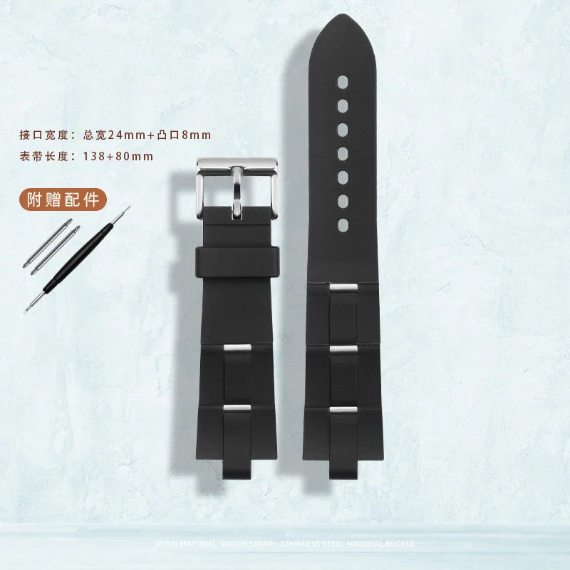 Rubber Watch Strap For Bulgari with Convex Interface Men's and Women's Soft and Comfortable Watch Accessories 21x8mm 24x8mm