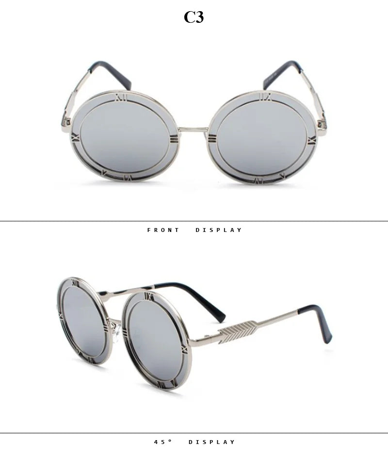 Designer Round Sunglasses For Women And Men Stylish Luxury Brand Unisex Glasses Punk Fashion Trend Eyewear UV400