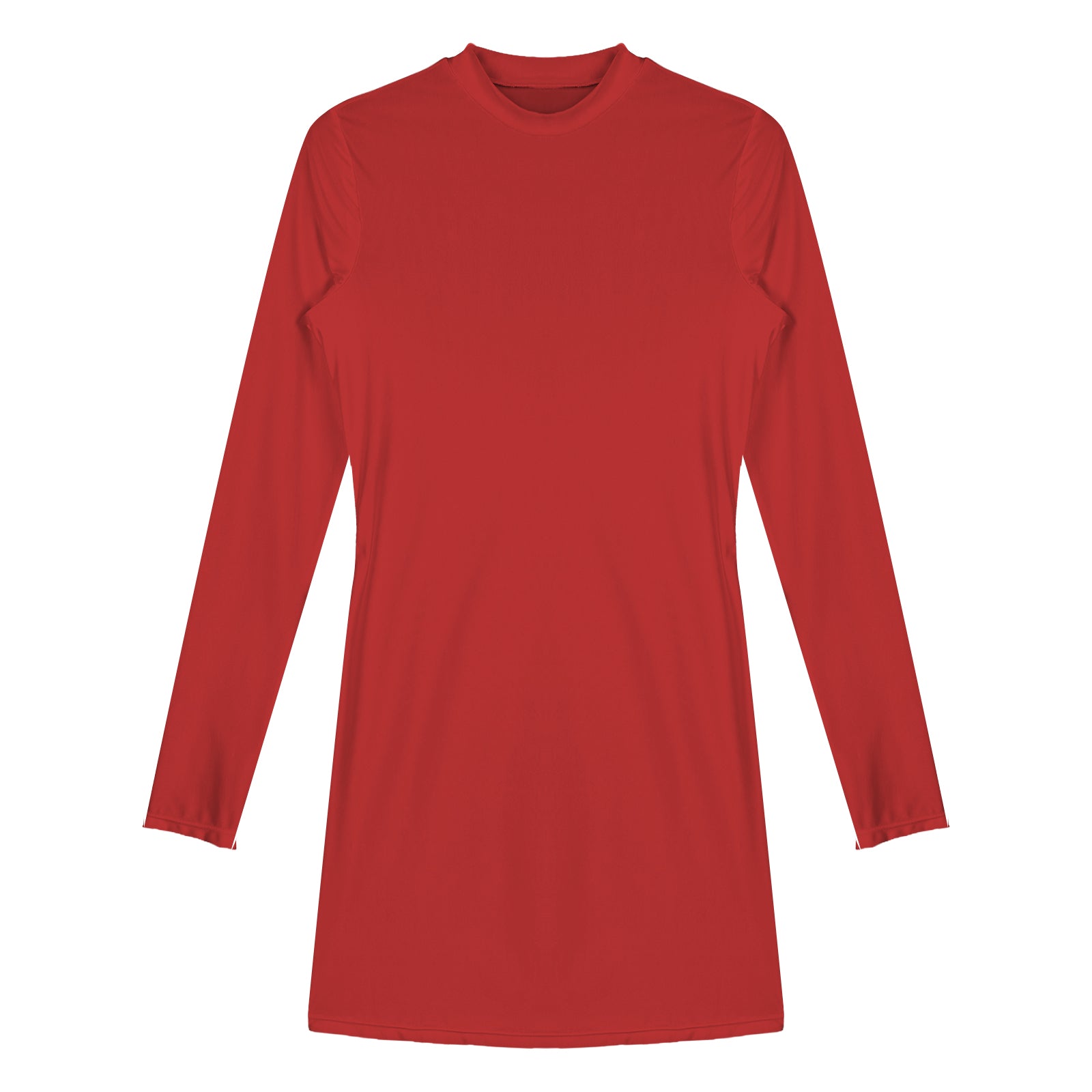 Women's  Solid Color Smooth Stretchy Mock Neck Tight Party Dresses Female Dresses Glossy Long Sleeve Bodycon Dress Nightwear
