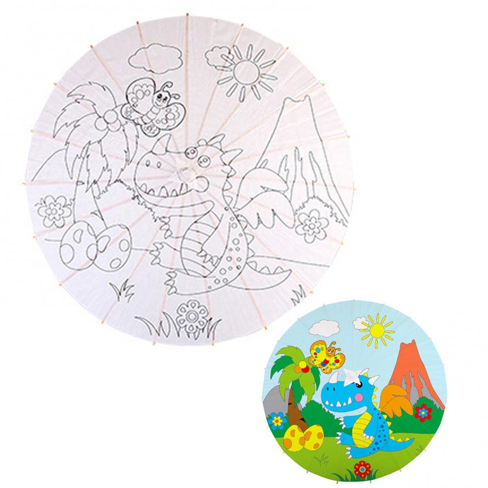 Chinese Umbrella Vintage DIY White Paper Umbrella Anime Painting Sunscreen Umbrella Photo Dance Props Ancient Cosplay Umbrella