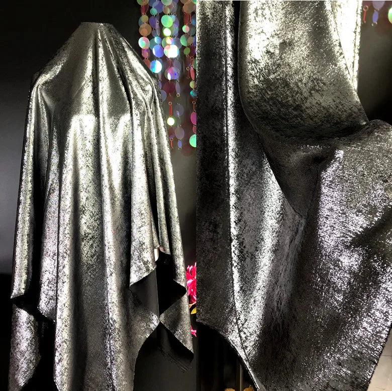 Soft Bronzing Velvet Fabric By The Meter for Dress Costumes Decoration Diy Sewing Designer Cloth Comfortable Glossy Black Blue