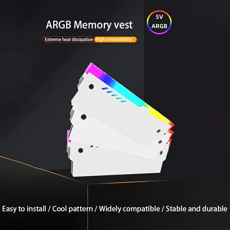 CX FUTRUE Aluminum Desktop Memory Module Heat Dissipation Vest, ARGB Light Effect, Desktop Memory Heat Dissipation Vest.White.