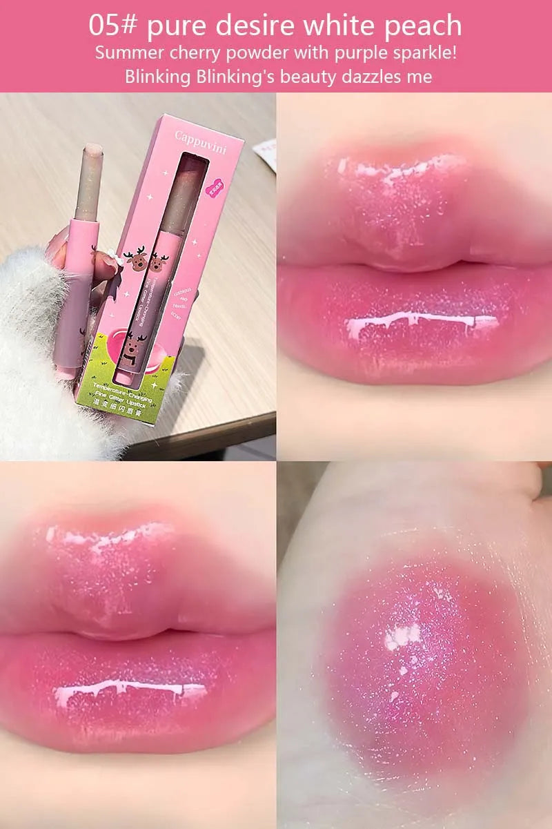 Shimmer Lip Jelly Pen Moisturizing Mirror Water Light Solid Lip Gloss Film-forming Non-Fading Gloss Lipstick Long-lasting Makeup