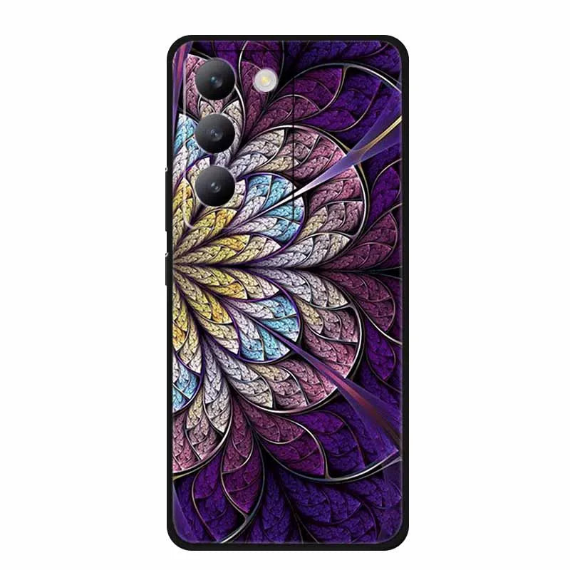 For vivo V40 SE Case Luxury TPU Soft Silicone Phone Back Cover for vivo V40 SE 5G Protective Shockproof Flowers Girl Cute Coque