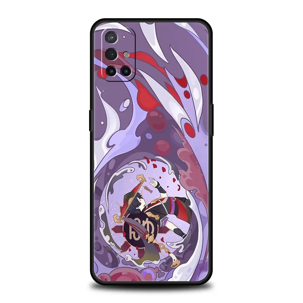 Genshin Impact Cartoon Logo Phone Case For OnePlus 10 9 Pro 9T 10R 9R 9RT 8T 8 7 6T 7T Nord 2T CE 2 5G N200 N10 N100 Black Cover