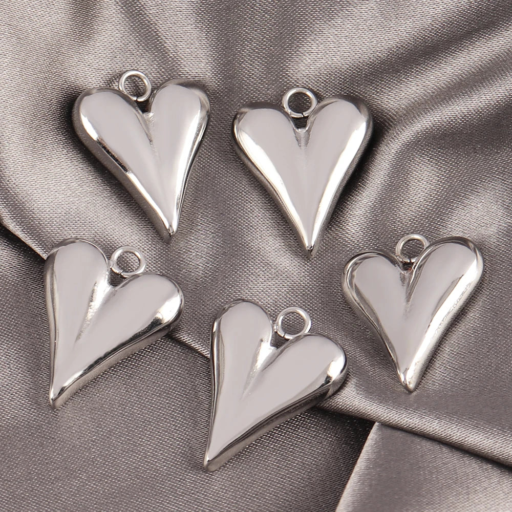 5pcs Stainless Steel Charms Heart Charms for Jewelry Making Heart Shaped Pendant Handmade Bracelets Earrings Diy Accessories