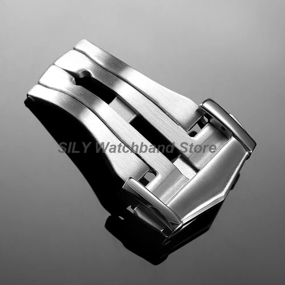 Silver Brushed Watch Buckle 18/20mm Stainless Steel Butterfly Deployment Watch Button Metal Folding Clasp Watch Button Accessory