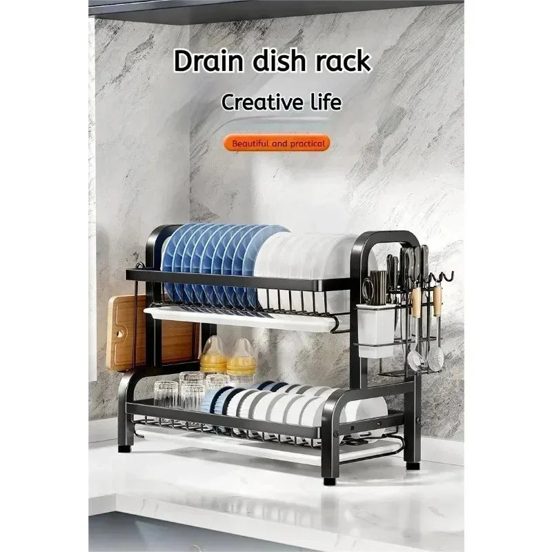 Kitchen Tableware Storage Box Multifunctional Cupboard Drain Rack Shelf Cupboard Storage Box Bowls