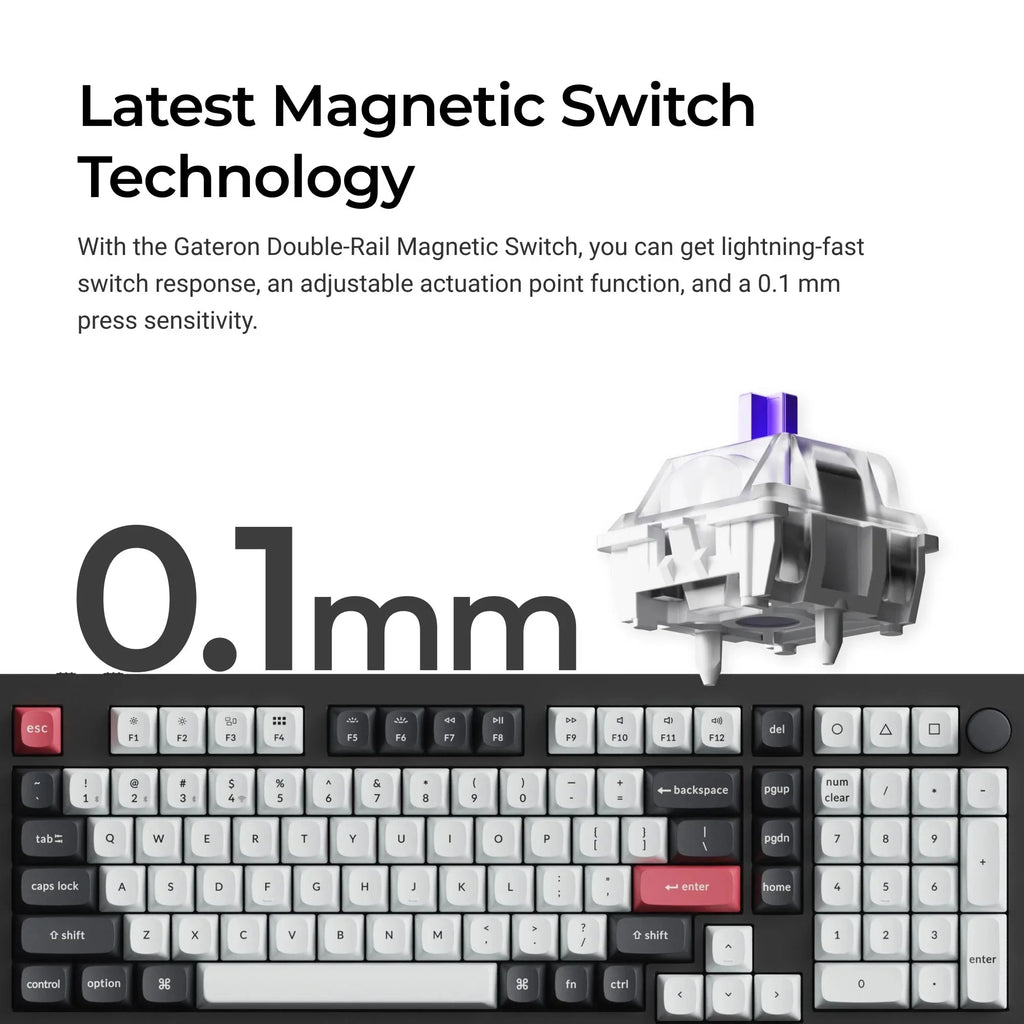 Keychron Q5 HE QMK Wireless Custom Mechanical Keyboard Magnetic Switches Adjustable Actuation Point Aluminum RGB Backlight