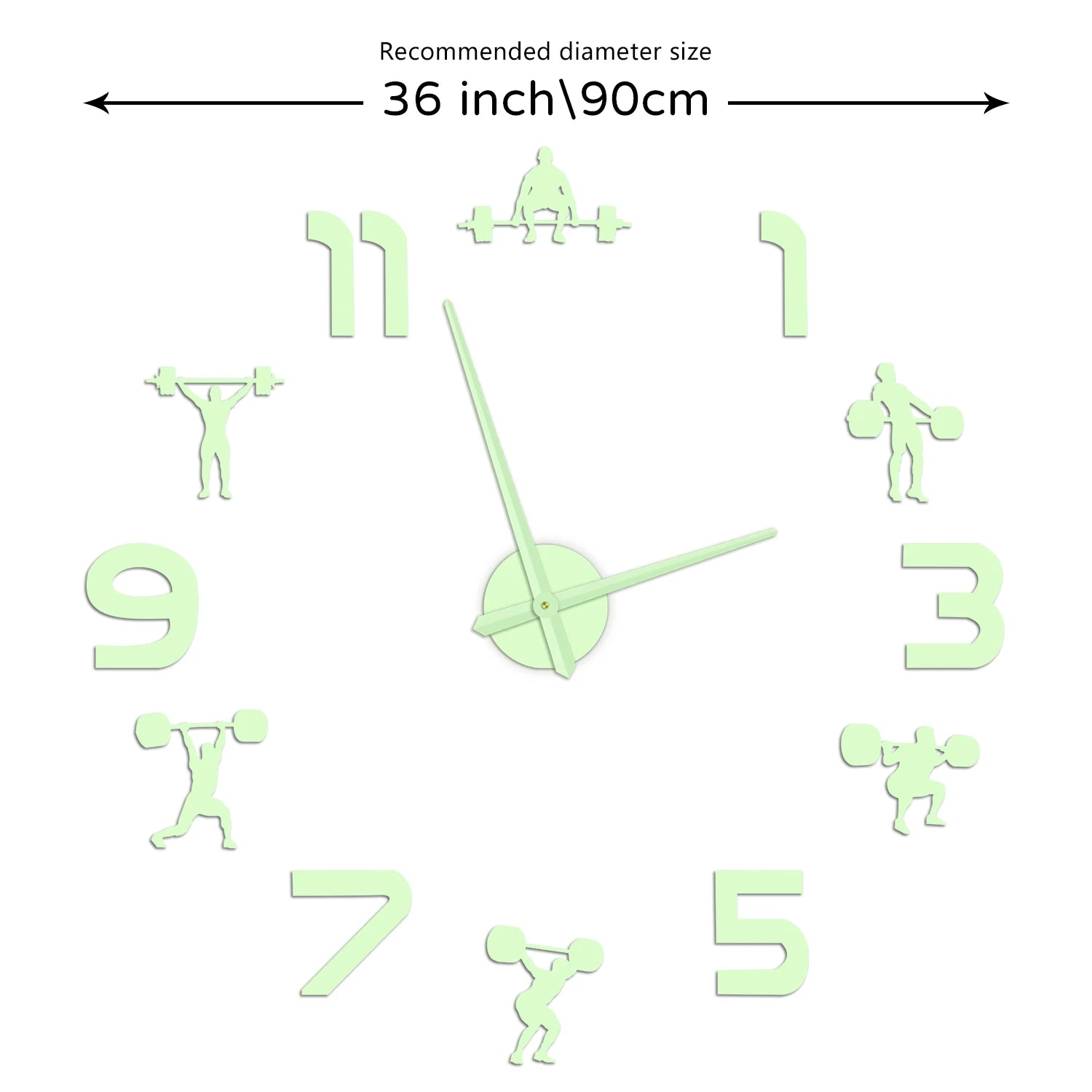 Weightlifting Fitness Room Wall Decor DIY Giant Wall Clock Mirror Effect Powerlifting Frameless Large Wall Clock GYM Wall Watch