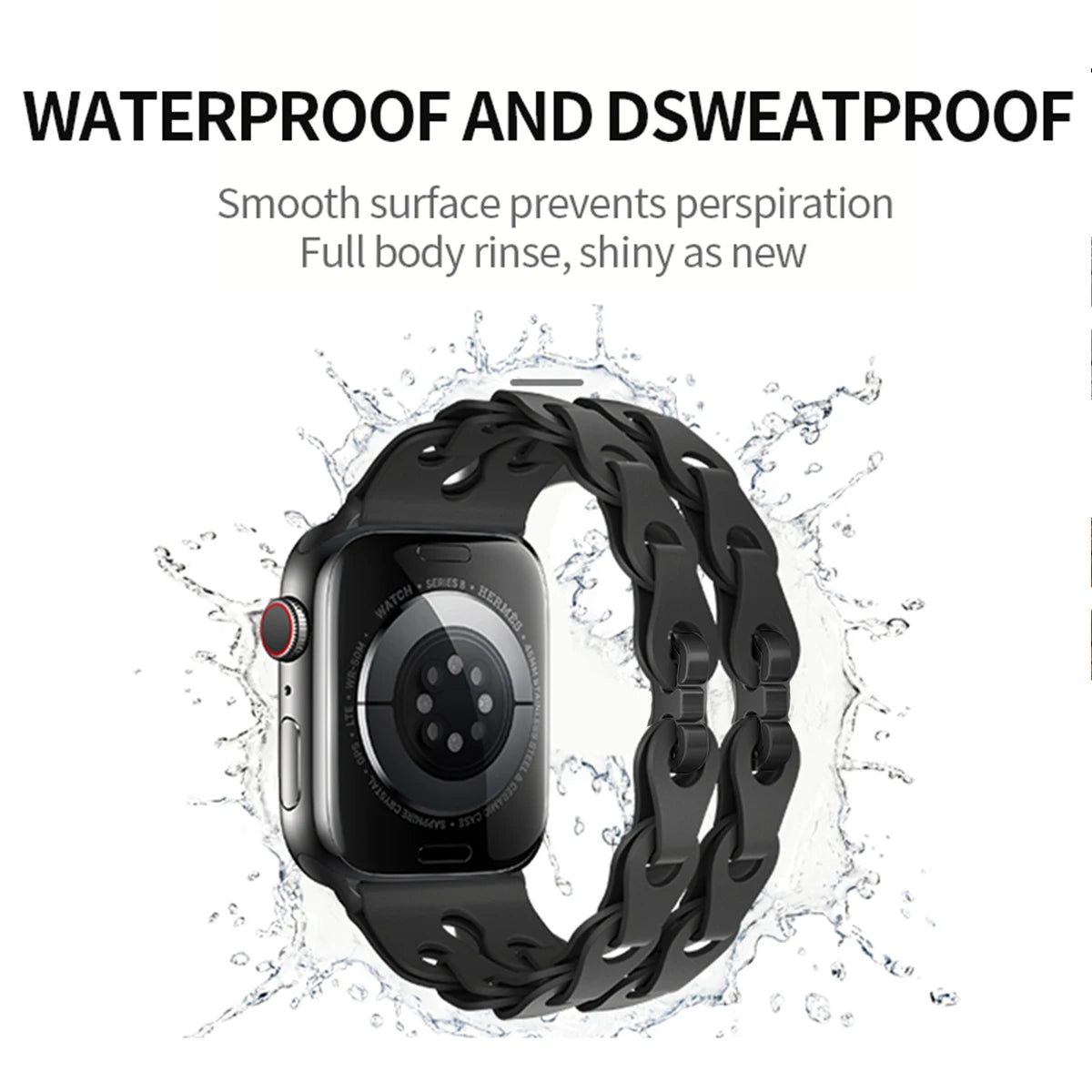 Chain Link Silicone Strap for Apple Watch Band Ultra 3 2 49mm 44mm 40mm 45mm 41mm 42mm Bracelet for Series 11 10 9 8 7 6 5 4 SE3