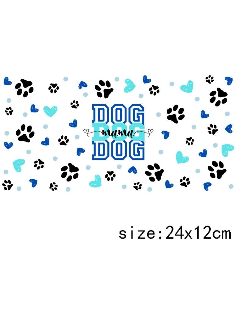 1PCS Cartoon Cute Dog Design UV Transfer Sticker For 16oz Cup Wrap Custom Label DIY Logo Self Adhesive Dog Uv Dtf Stickers