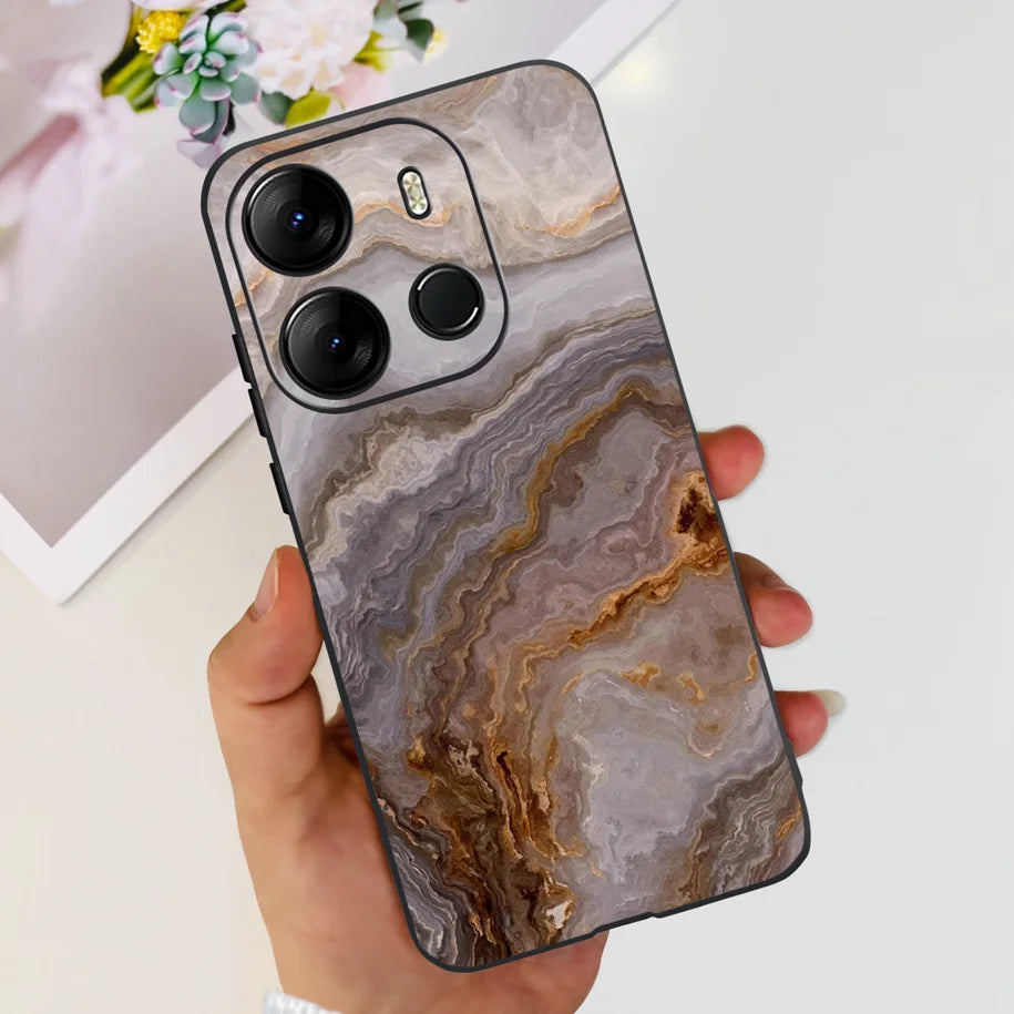 For Tecno Pop 7 Pro Pop7 Case Fashion Marble Soft Silicone Matte Coque For Tecno Spark Go 2023 Funda Pop7Pro BF6 BF7 BF7h Bumper