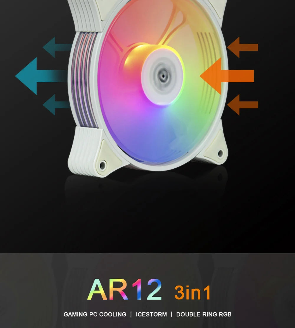 Aigo AR12 white 120mm RGB FAN ventilador PC gamer Computer Case kit Fan Cooling Cooler 12cm Adjust Speed 12V ARGB Fans ventoinha