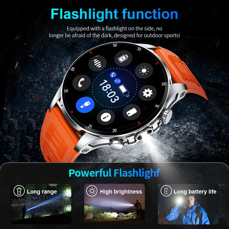 LIGE 2025 New Smart Watch Men Flashlight AI Voice Bluetooth Call 1.53" HD Sports Fitness Watches Health Monitor Smartwatch Women
