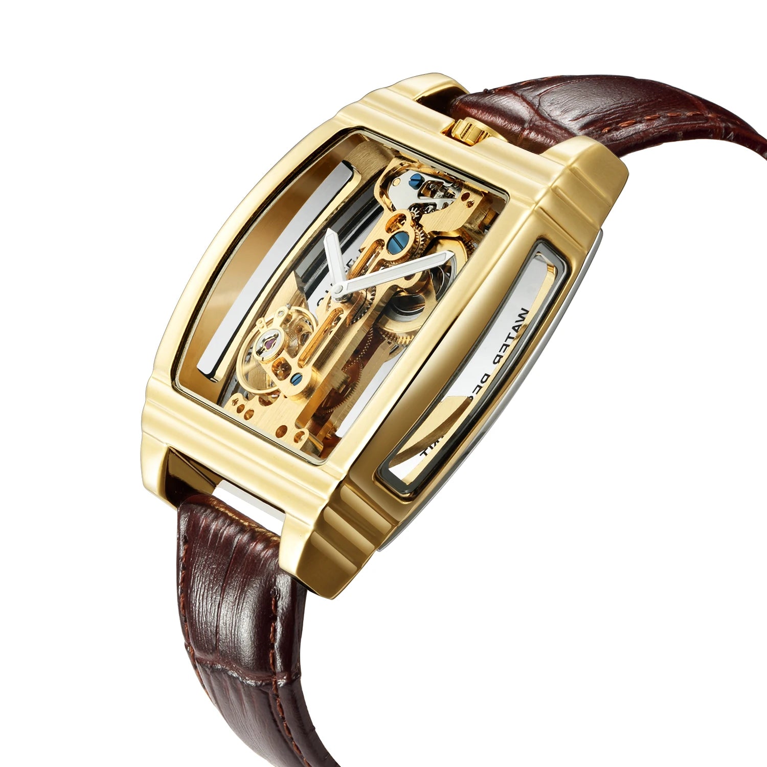 Luxury Transparent Automatic Mechanical Men Watch Steampunk Skeleton Gear Self Winding Leather Men's Clock Watches montre homme