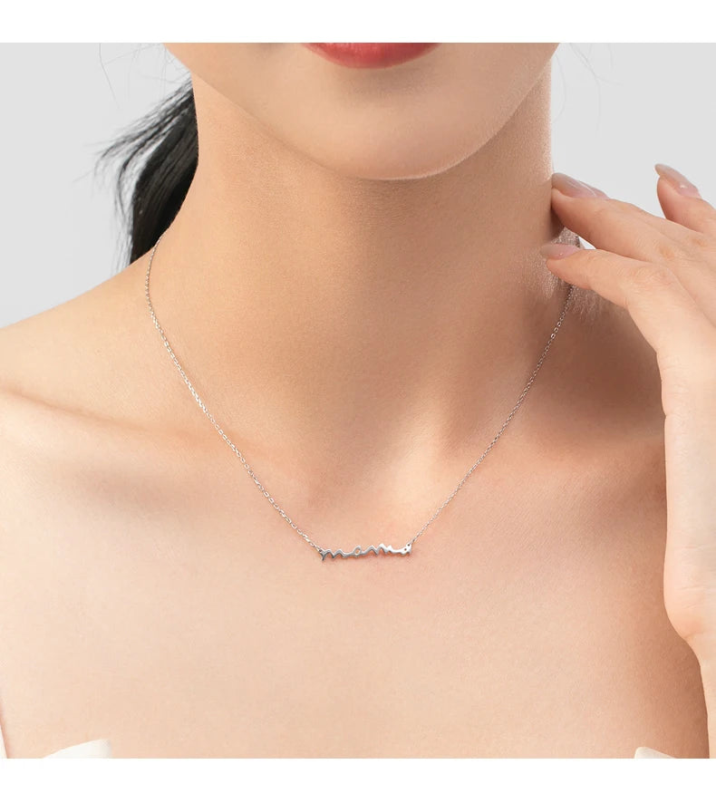 MODIAN Classic Design 925 Sterling Silver Letter Mama Pendant Necklace For Women Mom Mama Mother's Day birthday Christmas Gift