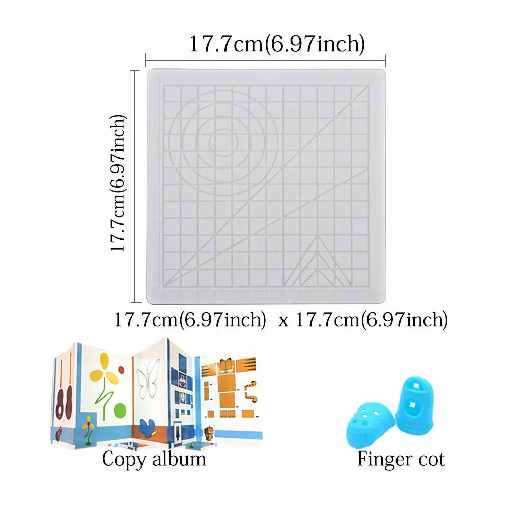 3D Printing Drawing Pen Silicone Design Pad with Basic Stencil Comes with 2 Silicone Finger Cots Excellent 3D Pen Drawing Tool