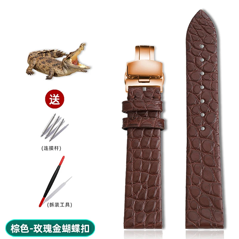 Alligator wacth strap Ultra Thin 12 13 14 15 16 18 20 22mm men women Black Brown Blue Crocodile Leather watchband For any brands