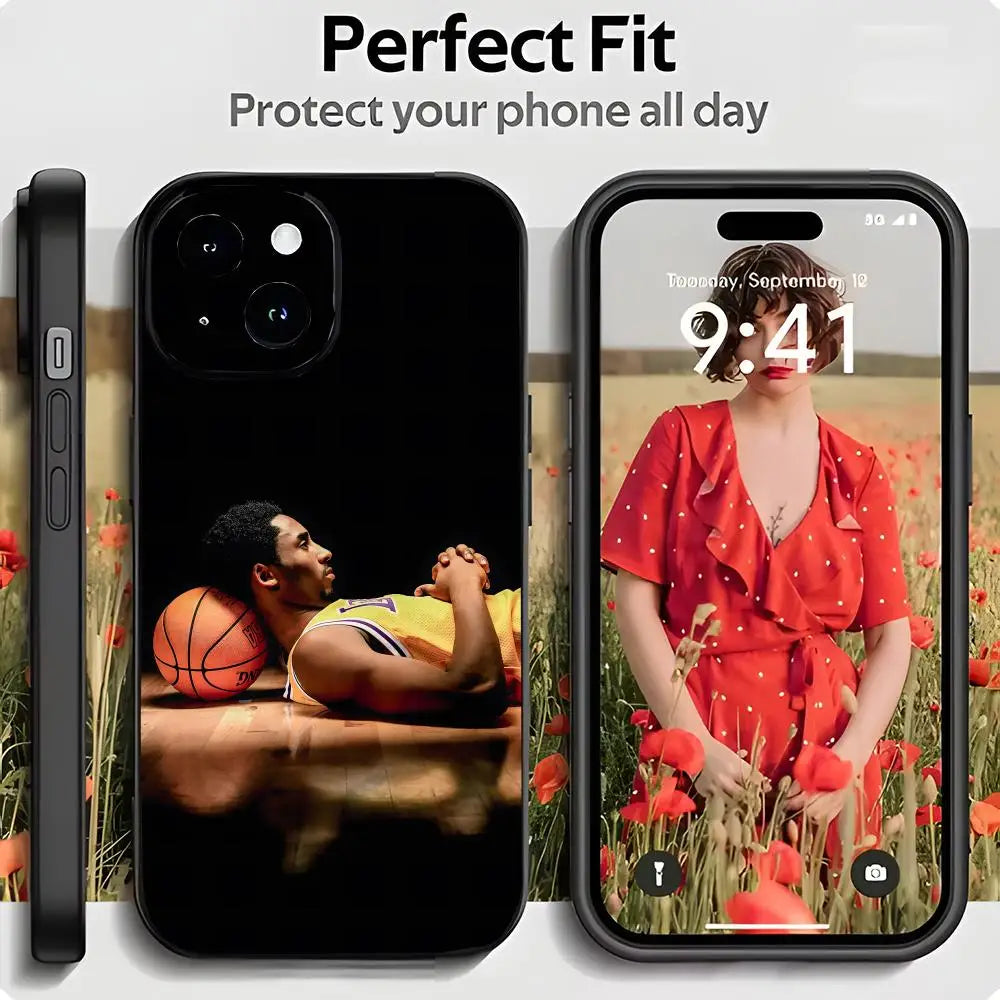 Basketball Fan K-Kobe Bryant Phone Case Black Matte Thin Anti-collision Phone Case For IPhone17 16 15 14 ProMax