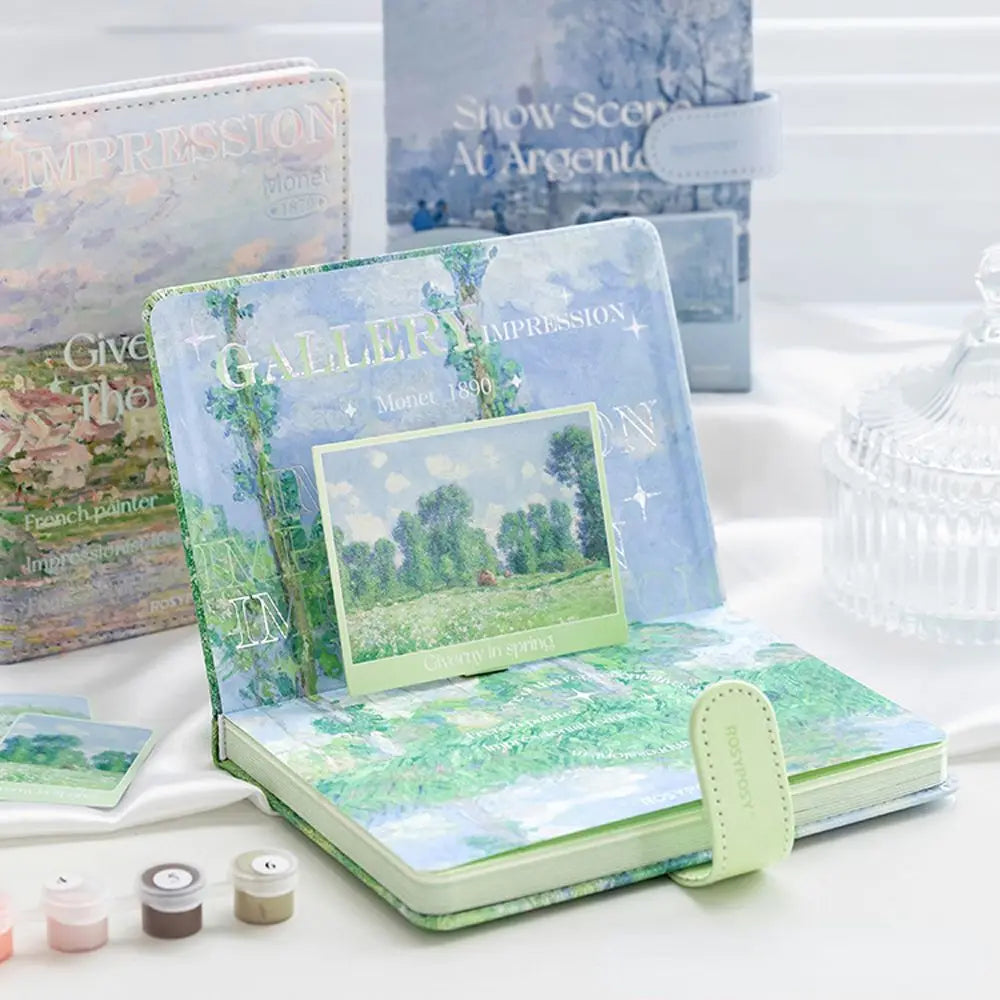 Office Supplies Oil Painting Landscape Magnetic Buckle School Stationery Scenery Notebook Handbook DIY Scrapbook Notepad