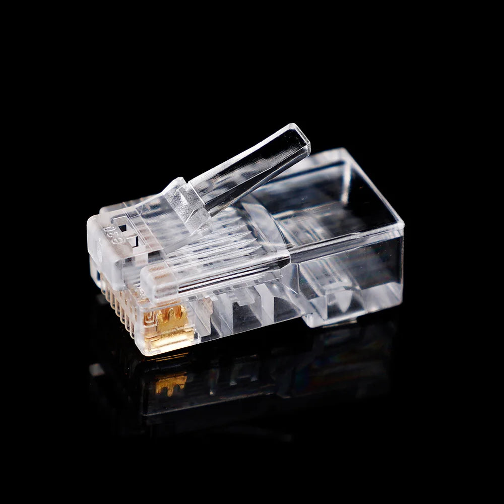 Rj45 Cat5e Connector Crystal Unshielded RJ45 Ends UTP 8Pin Modular Network Plug Connectors for Solid Stranded UTP Network Cable