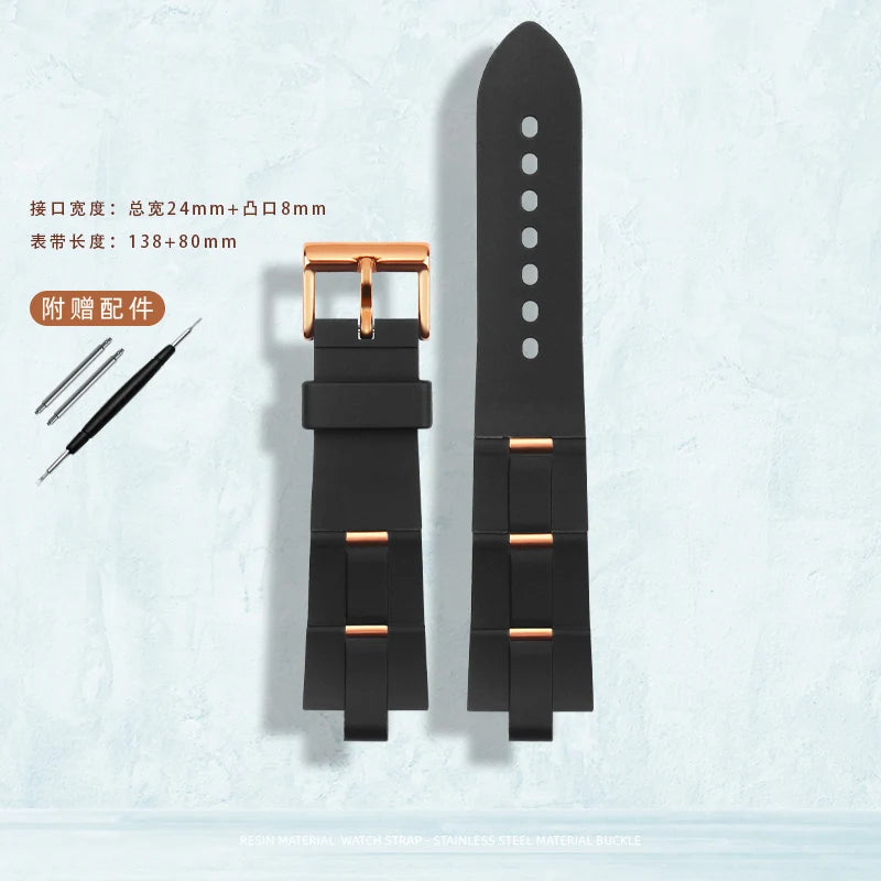 Rubber Watch Strap For Bulgari with Convex Interface Men's and Women's Soft and Comfortable Watch Accessories 21x8mm 24x8mm