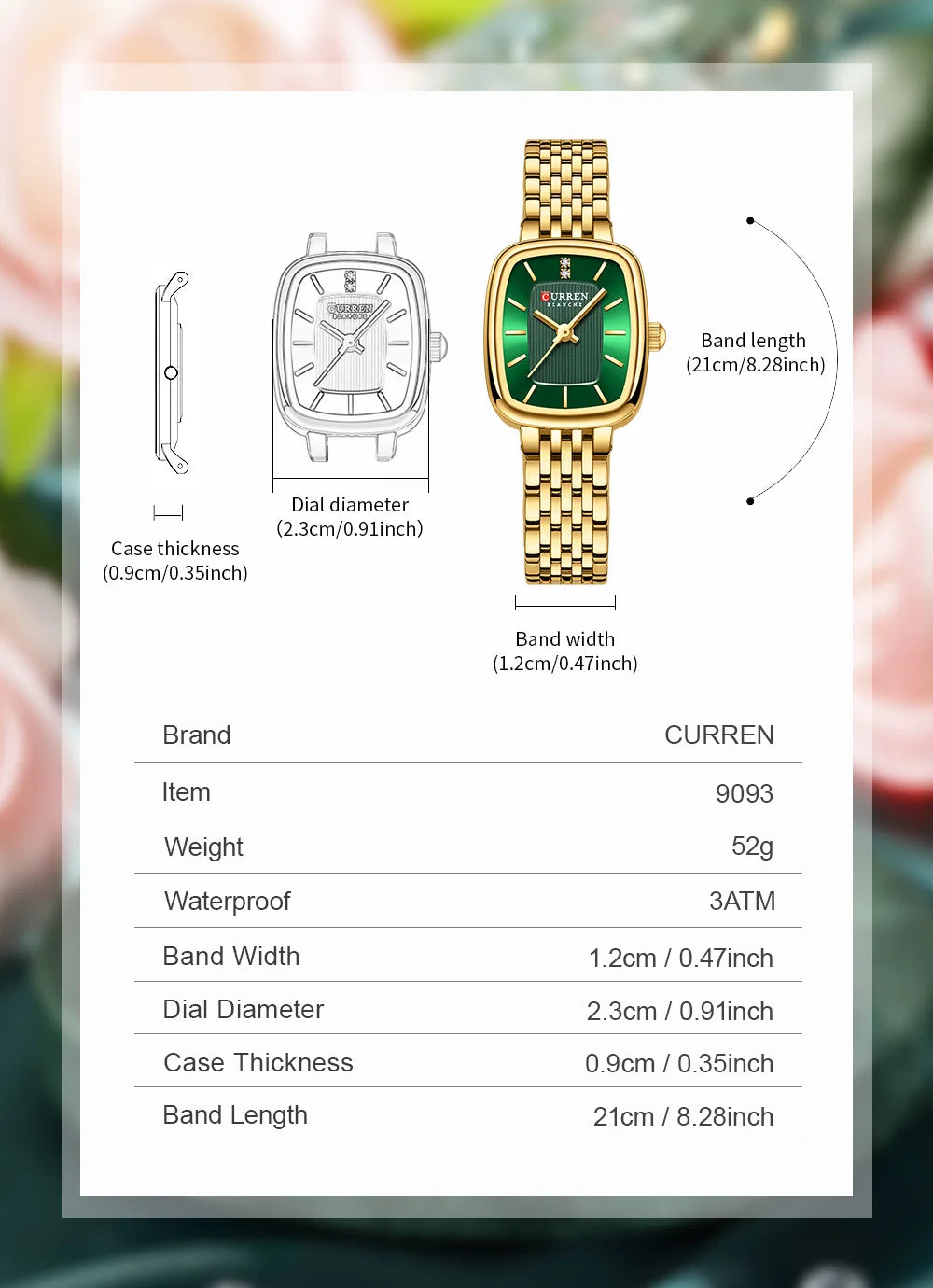CURREN Fashion Dress Watches for Ladies Simple Quartz Stainless Steel Bracelet Wristwatch
