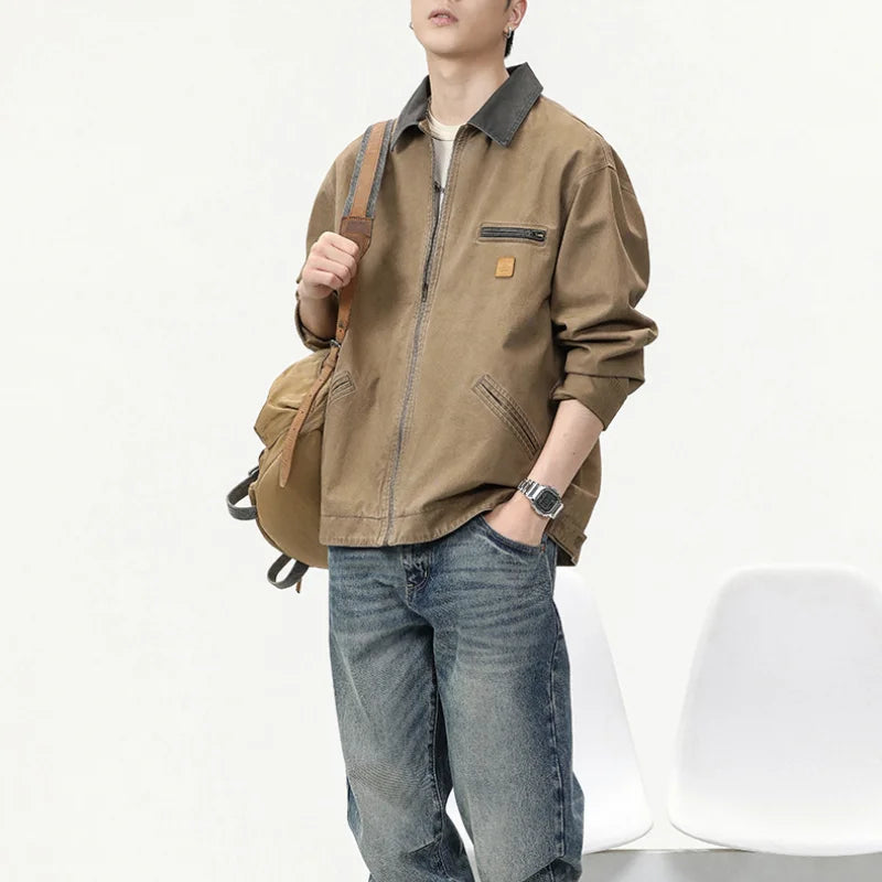 Men's fashion brand wash to do old American vintage cargo jacket high-grade fashion coat
