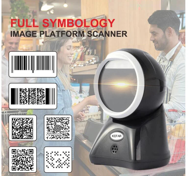 New Arrial Foldable Omnidirectional Desktop 2D Barcode Scanner Automatic Wired USB Platform Bar Code Reader for Supermarket