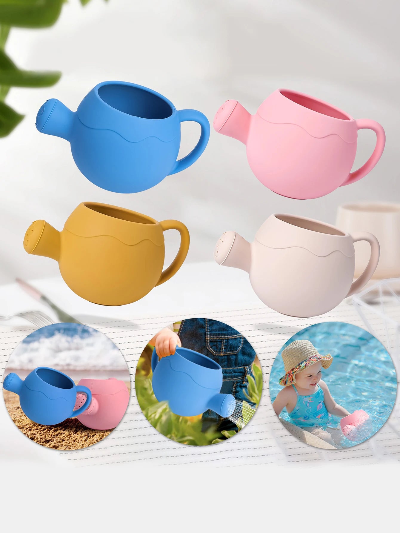 Summer Beach Toys Sand playing tools Soft Silicone Watering Pot Rake Set Play Sand Bucket Shovels Suitable for children outdoors