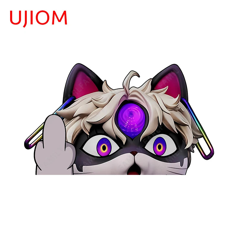 UJIOM Cool Neko Cat Jin Enjoji Graffiti Wall Sticker Attractive Sunscreen Edgy Anime Decal Funny Computer Home Accessories
