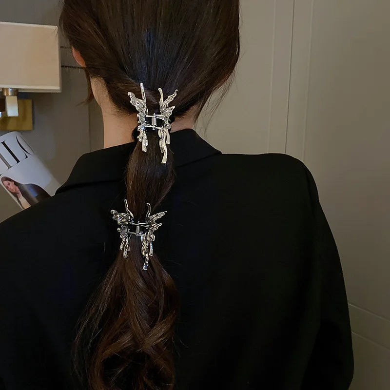 DREJEW Butterfly Hairbands for Women Rhinestone Crystal Long Tassel Chain Headband Simulated Pearl Headwear Hair Accessories