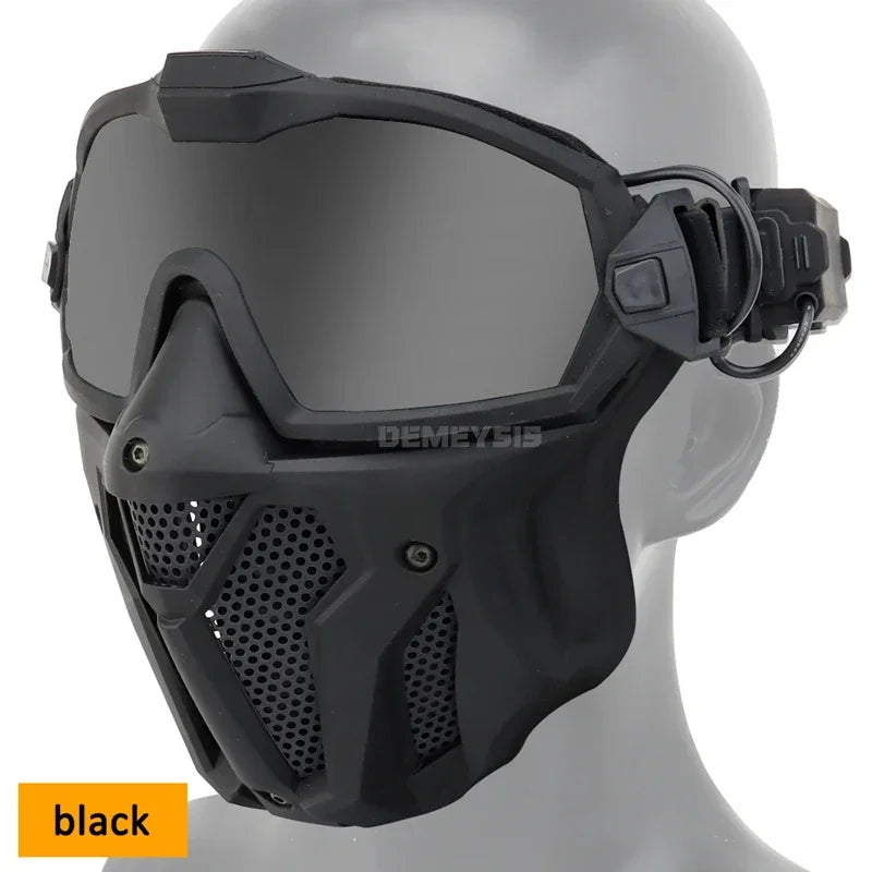 Airsoft Mask Detachable Goggles with Anti-fog Fan Tactical Paintball Protective Full Face Mask Shooting CS Goggles Masks