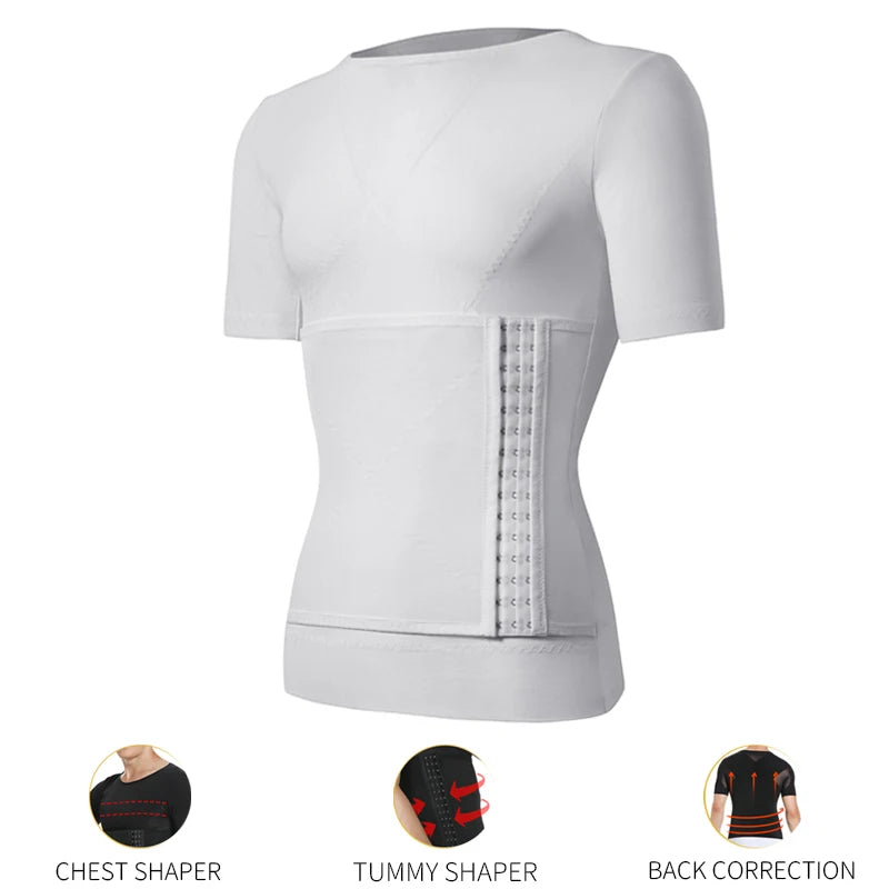 Mens Body Shaper Compression Shirts Abdomen Shapewear Tummy Slimming Sheath Gynecomastia Shapers Corset Waist Trainer Fajas Tops