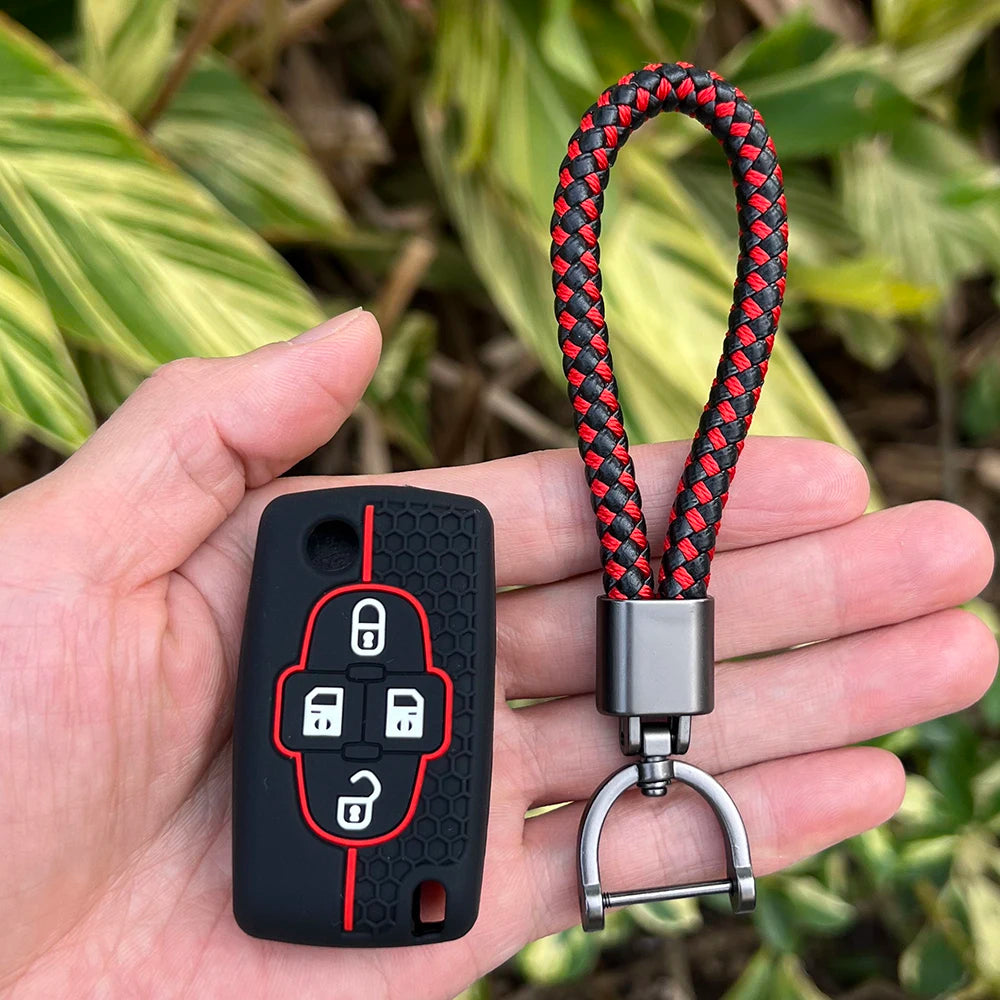 Silicone Car Remote Case Holder Keychain for Peugeot 1007 807 Rubber Key Cover Shell Protector for Citroen C8 4 Buttons Flip Key